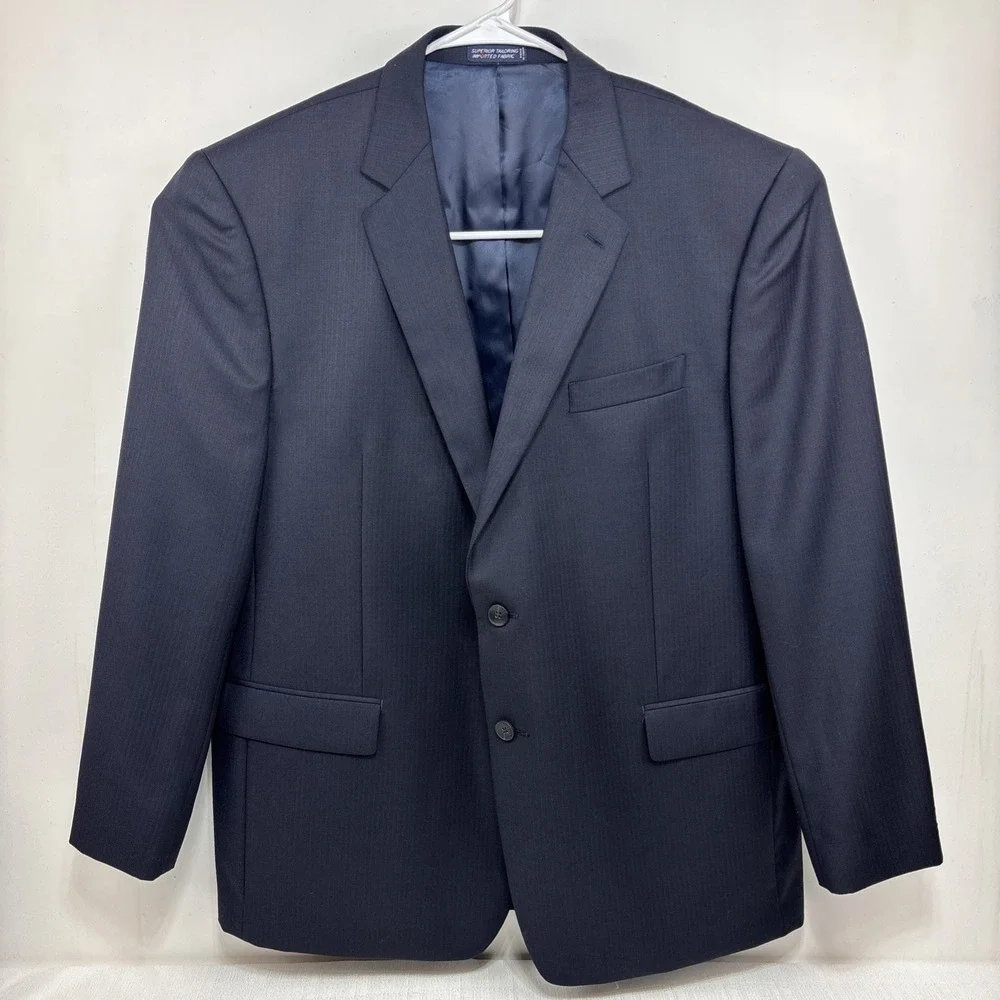 Nautica Men's Navy Suit Jacket Blazer Two Button Single Vent Size 46 R 100% Wool